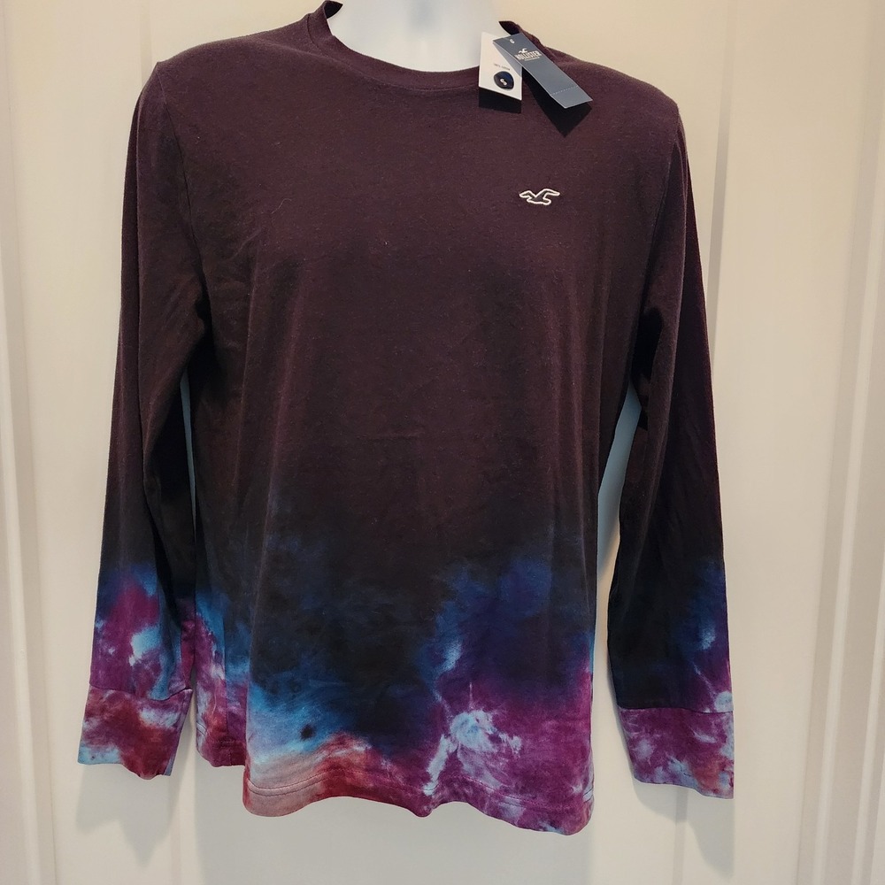 NWT Hollister Men S Long Sleeve T-Shirt Galaxy Tie‎ Dye Alt Grunge Skater Y2K